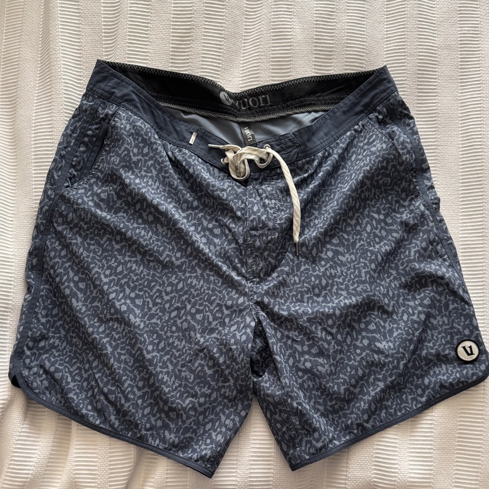 Vuori Men's Patterned Blue Swim Shorts. Men’s 36. Good condition.